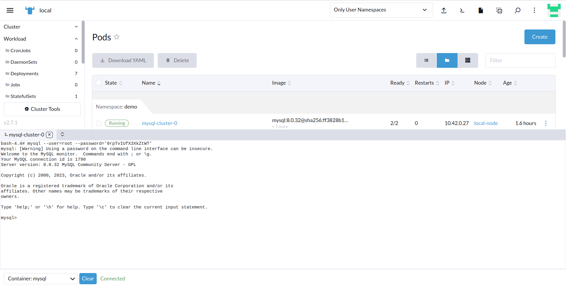 connect to mysql database